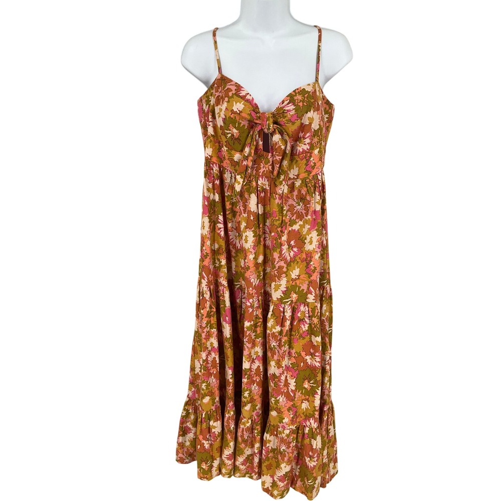 House of Harlow Floral Midi Dress Womens Sz M Boho Tiered Resort 70s Style Party